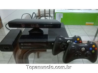 Xbox 360, bloqueado, com Kinect, 2 controles e 7 jogos