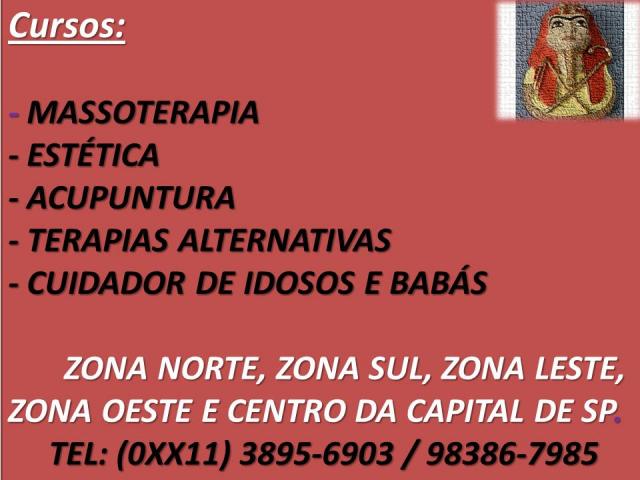 CURSO DE MASSAGEM MASSOTERAPIA ACUPUNTURA E ESTETICA FACIAL E CORPORAL SP