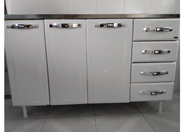 Gabinete de pia de cozinha 1, 5 aço inox com com tampo e cubo - Materiais de construção e jardim