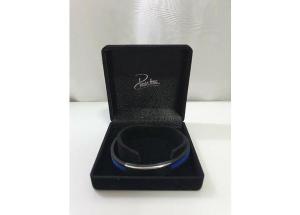 Bracelete de Aço Cauciu Preto e Azul com placa - Usado