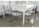 Mesa de Jantar Quadrada em Madeira Branca + 8 cadeiras 1, 51m x 1, 51m - Mesas e cadeiras