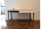 Escrivaninha com gaveta - Oppa - 130X72 - Off White - Mesas e cadeiras