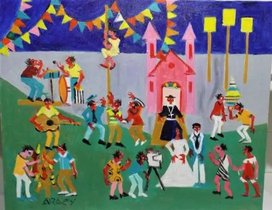 ARACY ARTISTA NAIF TEMA CASAMENTO JUNINO MEDIDA 50X40