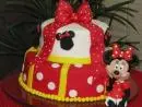 Bolo de 2 Andares da Minnie Vermelho, Branco, Amarelo com Laço em Pasta Americana