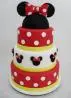 Bolo de 3 Andares da Minnie em Pasta Americana com Cabeço e Laço no Topo
