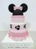Bolo de 3 Andares da Minnie sendo 2 Andares Rosa  e 1 Andar Rosa Bebê em Pasta Americana