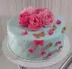 Bolo de Pasta Americana Azul com Rosas