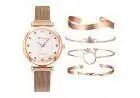Conjunto - Relógios Feminino de Quartzo + 5 Pulseiras
