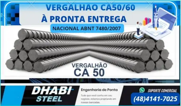 Vergalhão CA50/60 obras de construção civil