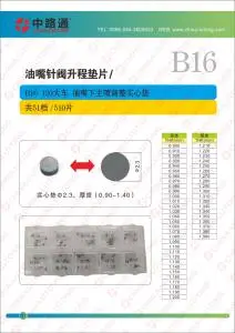 B16 shim kit for bosch fuel injector