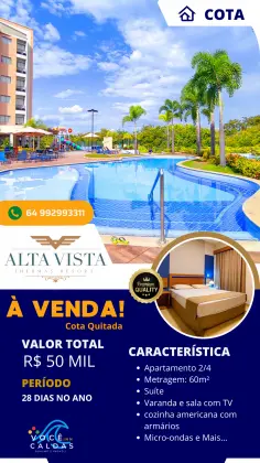 Vendo minha cota em Caldas novas no Alta vista