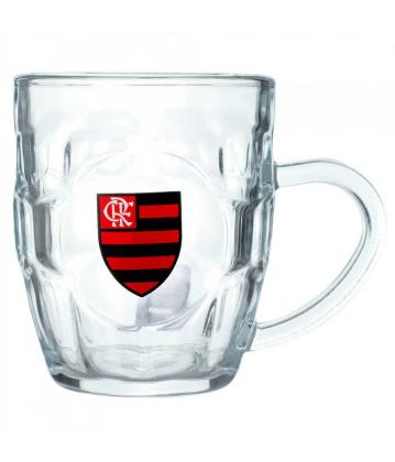 Caneca Vidro grande 310ml Com Abridor - Flamengo