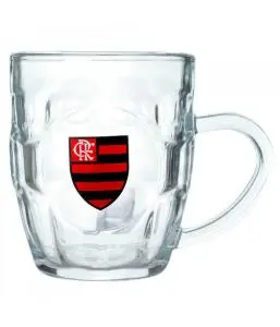 Caneca Vidro grande 310ml Com Abridor - Flamengo