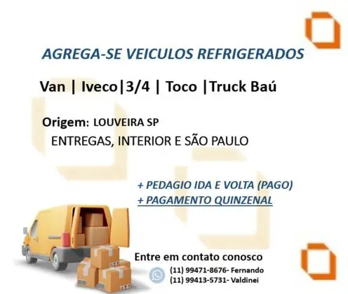 AGREGA-SE VEICULOS REFRIGERADOS