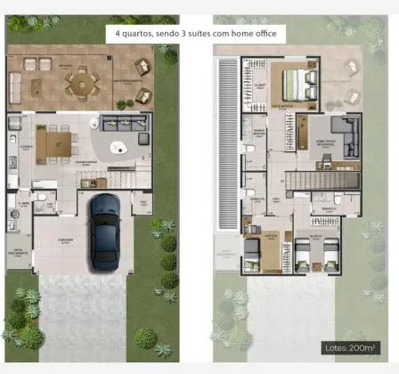 Sobrado em Condomínio com 3 Quartos, 181m2 - Jardins Marselha - Fachada Azáleia