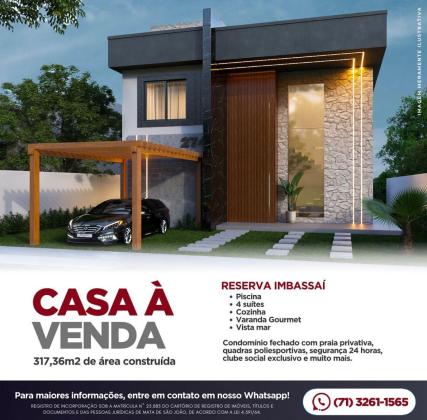 CASA NA RESERVA IMBASSAÍ - LITORAL NORTE. FASE FINAL DE ACABAMENTO. ENTREGA EM DEZEMBRO.