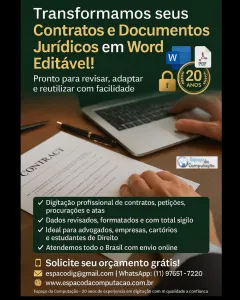Digitação de Contratos e Documentos Jurídicos no Word Editável – Segurança, Agilidade e Profi