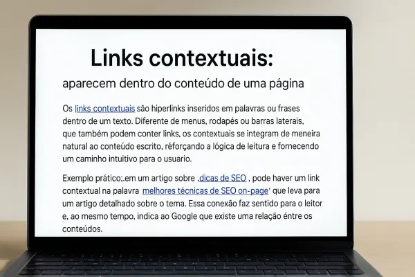 Links contextuais: aparecem dentro do conteúdo de uma página