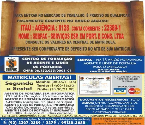 Centro de Formação de Agente e Líder de Portaria !* Temos Informática Basica