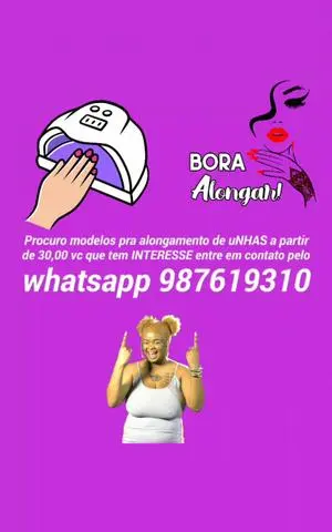 Alongamento de unha apenas 40, 00 com cutilagem e esmaltação