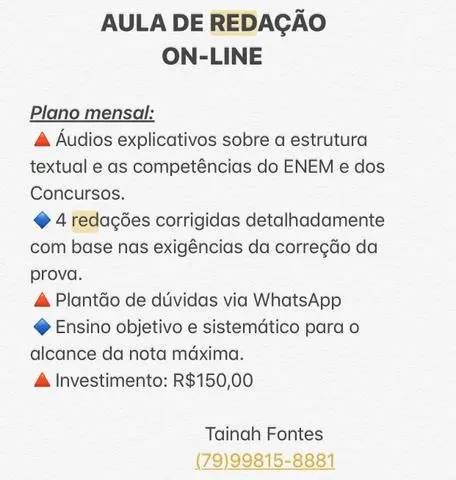Aula particular de redação para ENEM e para Concursos