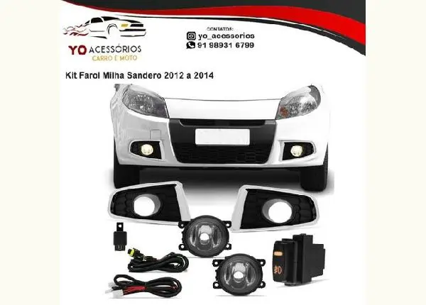 Kit Farol Milha Sandero 2012 2013 2014 Auxiliar Neblina