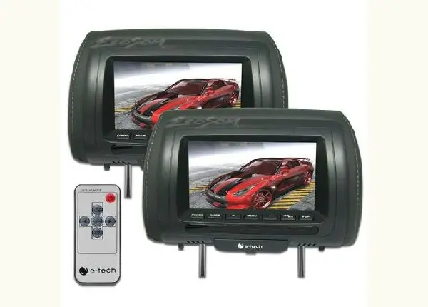 Par de Tela Encosto de Cabeça 7 Polegadas LCD Universal preto e Cinza Modelo Escravo