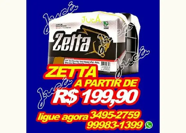 A parti de 199, 90 Bateria Zetta com 12 meses de garantia