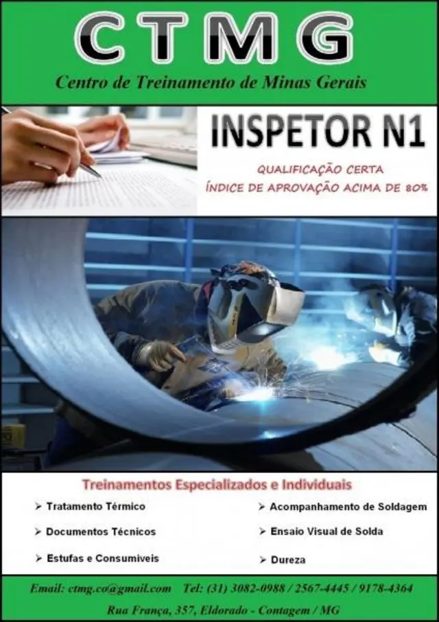 Treinamentos especializados para qualificação de inspetores de Soldagem N1 - Contagem / BH