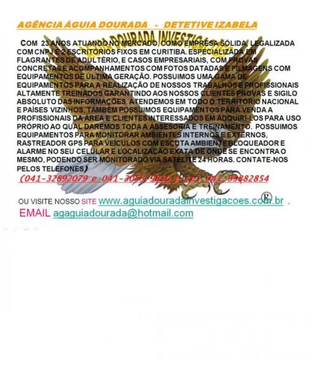 DETETIVE AGUIA DOURADA CURITIBA