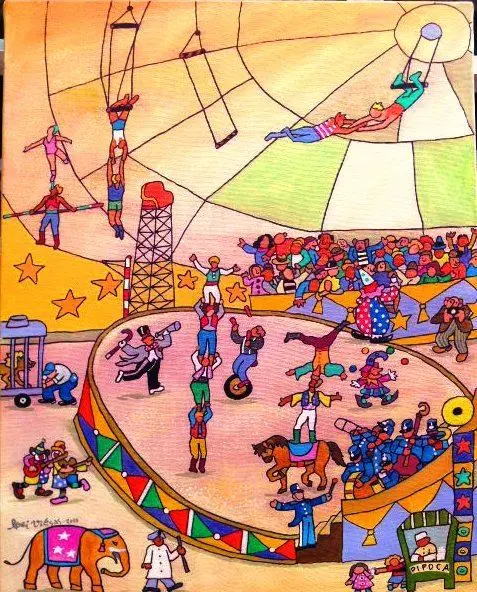 LORIVAL VIEGAS TEMA O CIRCO PIOLIN MEDIDA 50X40 A.S.T