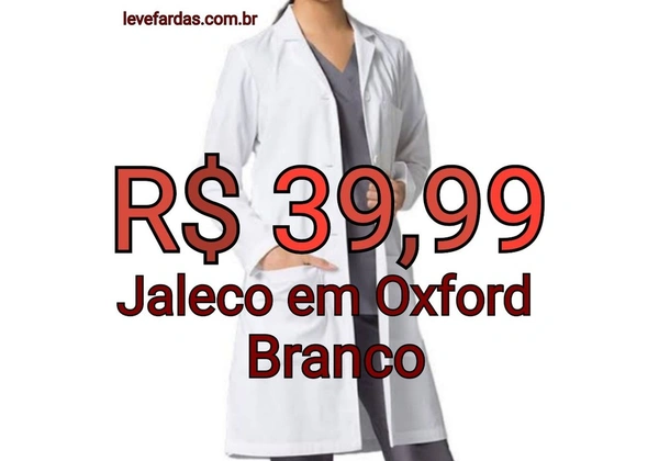 Jaleco Branco de Oxford - Saúde, Beleza e Estética