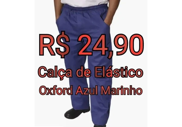 Calça de Oxford Azul Marinho