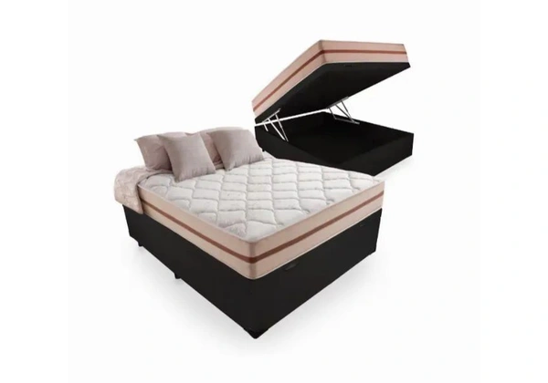 Cama Box Casal Baú+Colchão Casal Molas