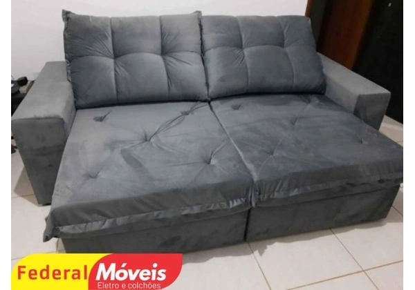 Sofá Prime Retrátil e Reclinável 2, 10m Molas Ensacadas D28 cinza chumbo promoção