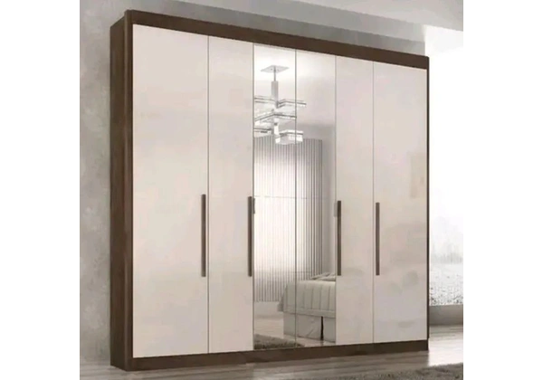 Guarda roupa MDF Casal 6 portas com Espelho