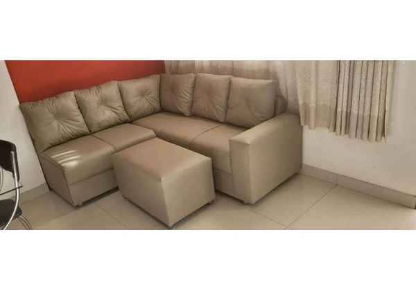 SOFA DE CANTO NOVO COURO SINTETICO PRONTA ENTREGA