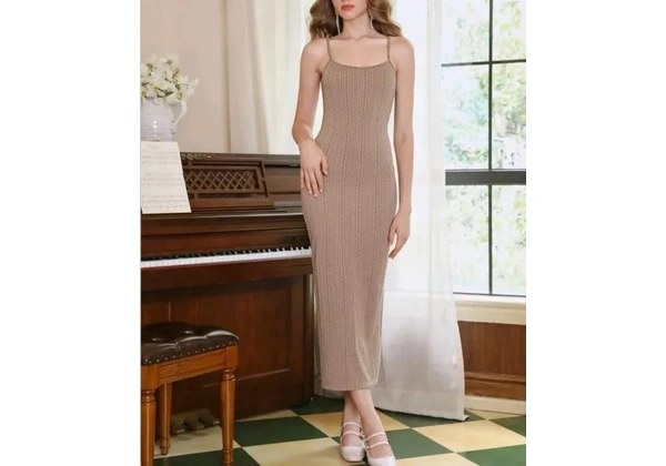 Vestido nude/bege texturizado tubinho importado NOVO