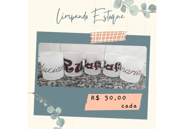Canecas de vidro jateado/fosco - Nomes (Maria, Luciana, Rafael, Rui)
