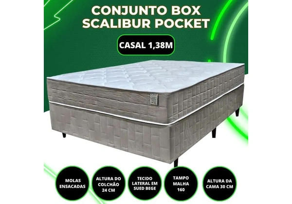 Box de casal de 138x 24 scalibur Pocket novo valor 885, 00