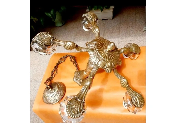 Lustre Ar't Noveau Antigo Bronze C/Bobech Vidrão