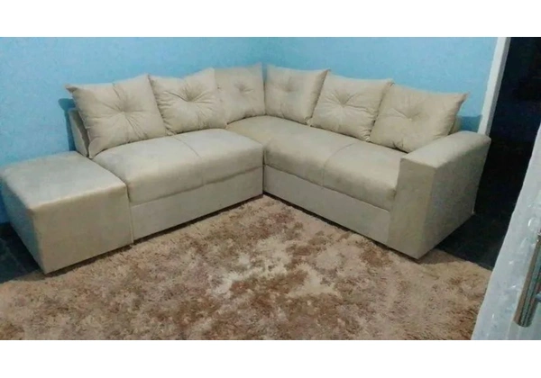 Sofá De Canto Grécia Novo 2 E 3 Lugares + Puff Entrega Rápida
