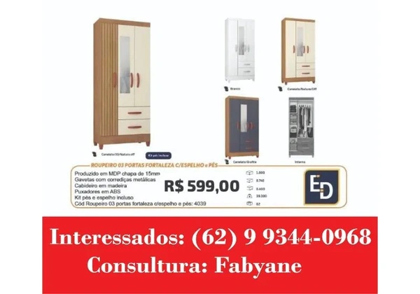 Guarda Roupa Fortaleza 3 Portas
