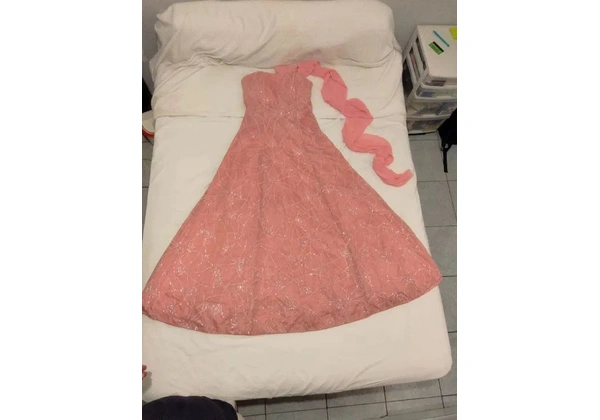 Vestido de festa rose de ellouva, tomara que caia (M)