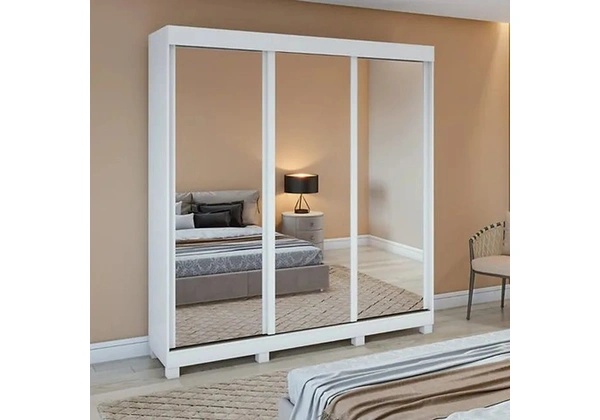Guarda-Roupa Saion Super Glass Espelho 3 Portas - Entrega/Montagem Grátis para Fortaleza