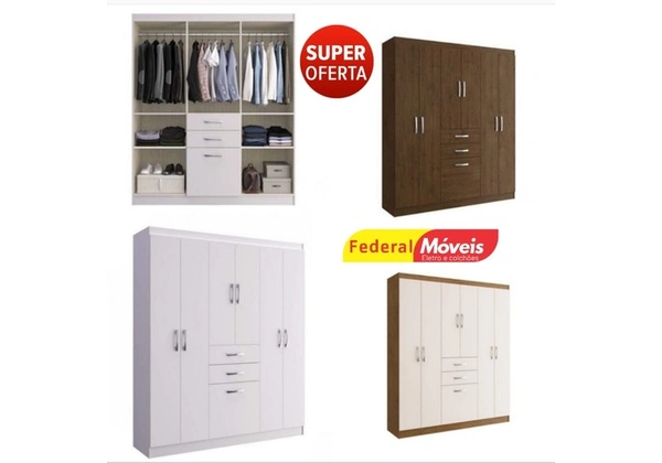 Guarda roupa casal 6 portas cancun - novo - frete grátis