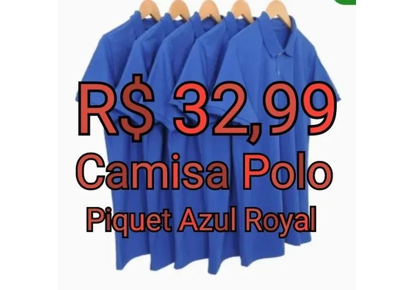 Camisa Polo - Piquet Azul Royal