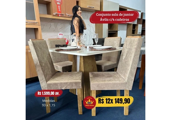 Mesa 4 lugares MDF 1599 avista- frete grátis