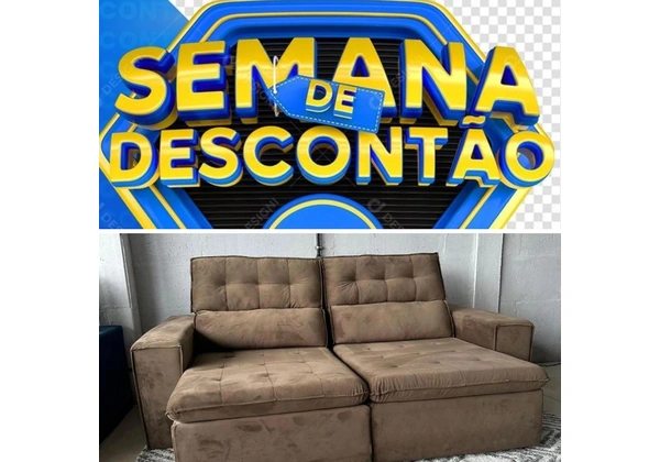 Sofá retrátil semana descontão, 4 lugares, marrom