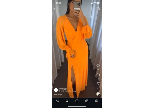 Vestido Laranja Longo - Tamanho 44
